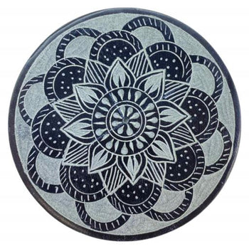 ZenN - Black Grey Mandala Carved Round Ash Catcher