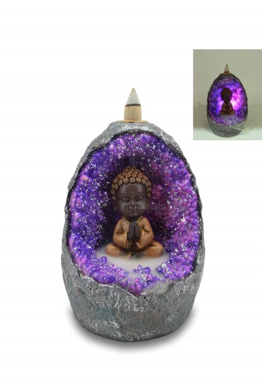 ZenN - Baby Buddha Crystal Cave LED Backflow Incense Burner 4.2x4.2x57”