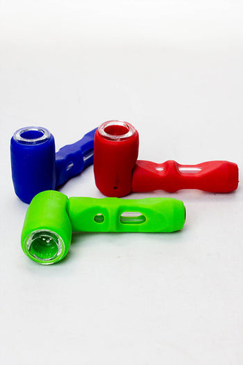 Silicone hand pipe with multi holes glass bowl and tube