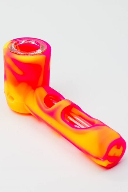 Multi Coloured Silicone Hand Pipe with Glass Bowl and Tube