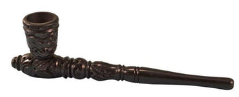 8" Dark Nostalgia Carved Wood Smoking Pipe