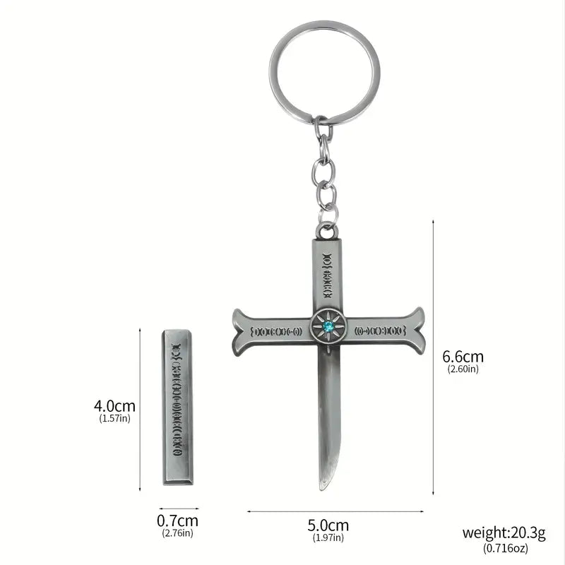 Unisex Alloy Cross Pendant Silvery Keychain