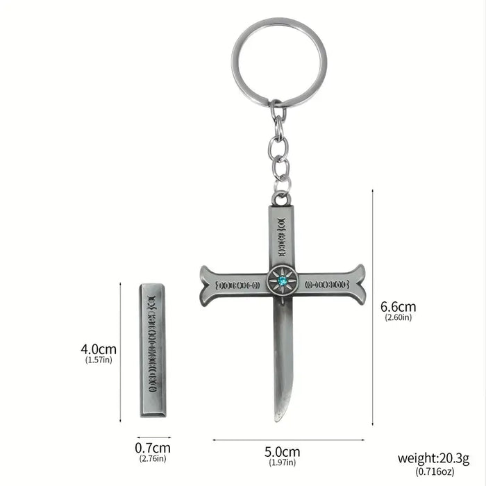 Unisex Alloy Cross Pendant Silvery Keychain