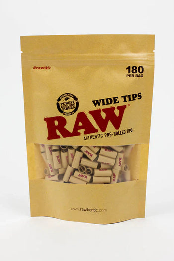 RAW Rolling Paper Pre-Rolled Wide Filter Tips Bag of 180