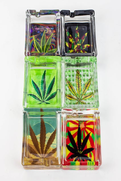 Rectangle Glass Ashtray Leaf