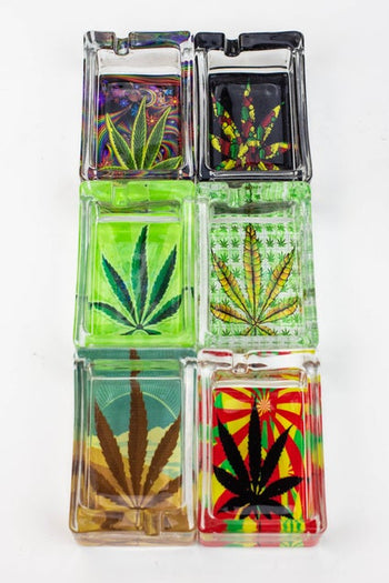 Rectangle Glass Ashtray Leaf