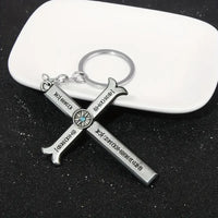 Unisex Alloy Cross Pendant Silvery Keychain