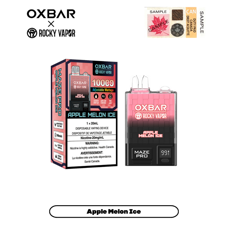 [Liquidation] OXBAR X Rocky Vapor Maze Pro 10000 Puffs Vape jetable rechargeable à puissance réglable 20 ml