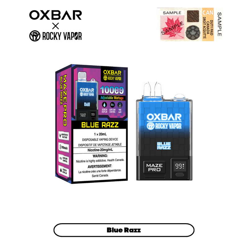 [Liquidation] OXBAR X Rocky Vapor Maze Pro 10000 Puffs Vape jetable rechargeable à puissance réglable 20 ml