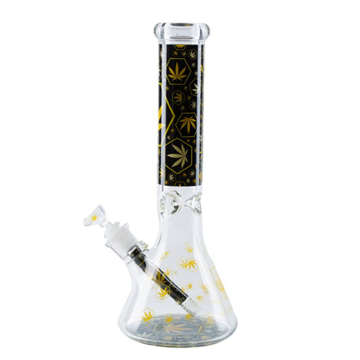 14″ 7mm Weed Leaf Design Exclusive License Glass Bong