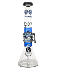 Cheech Glass 15” Beaker Bong with Rings Blue