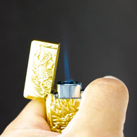 Briquet torche à flamme unique avec motif dragon 3D 