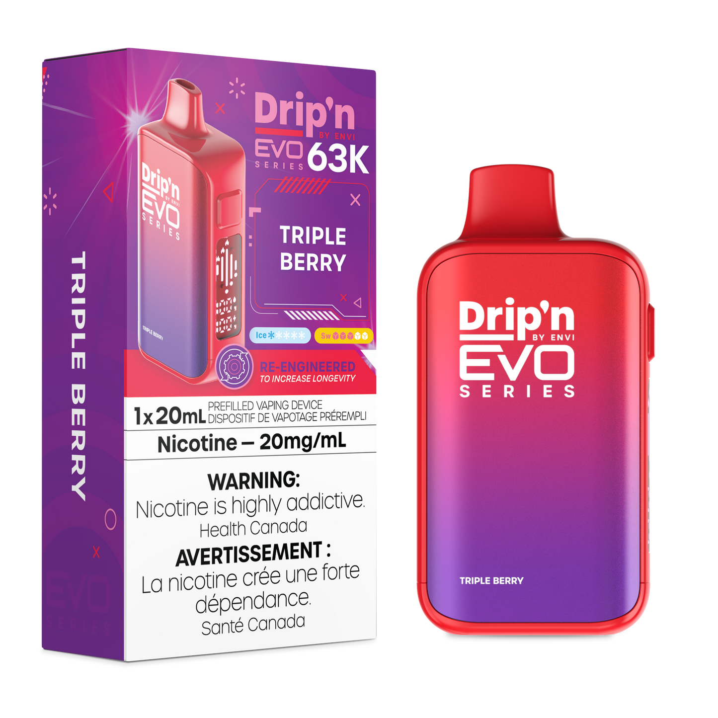ENVI Drip'n EVO 63K Rechargeable Disposable Vape 20mL