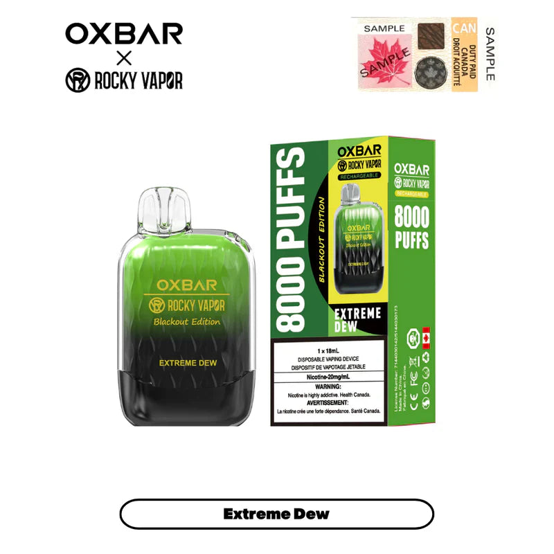 Vape jetable rechargeable OXBAR X Rocky Vapor G8000 18 ml