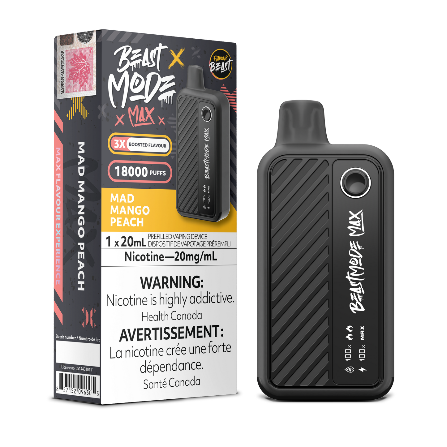 Flavour Beast Mode MAX 18000 Puff Disposable Vape Mad Mango Peach