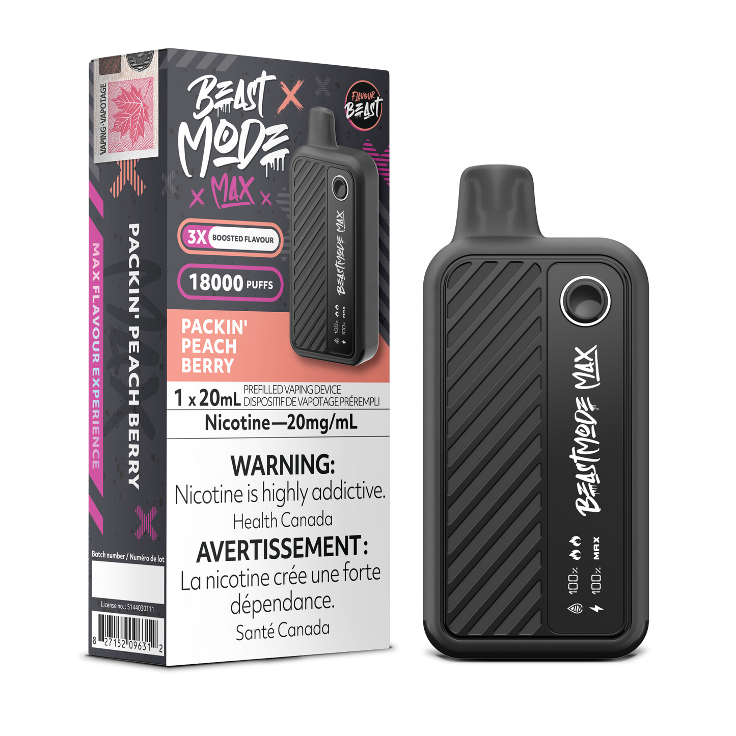 Flavour Beast Mode MAX 18000 Puff Disposable Vape Packin' Peach Berry