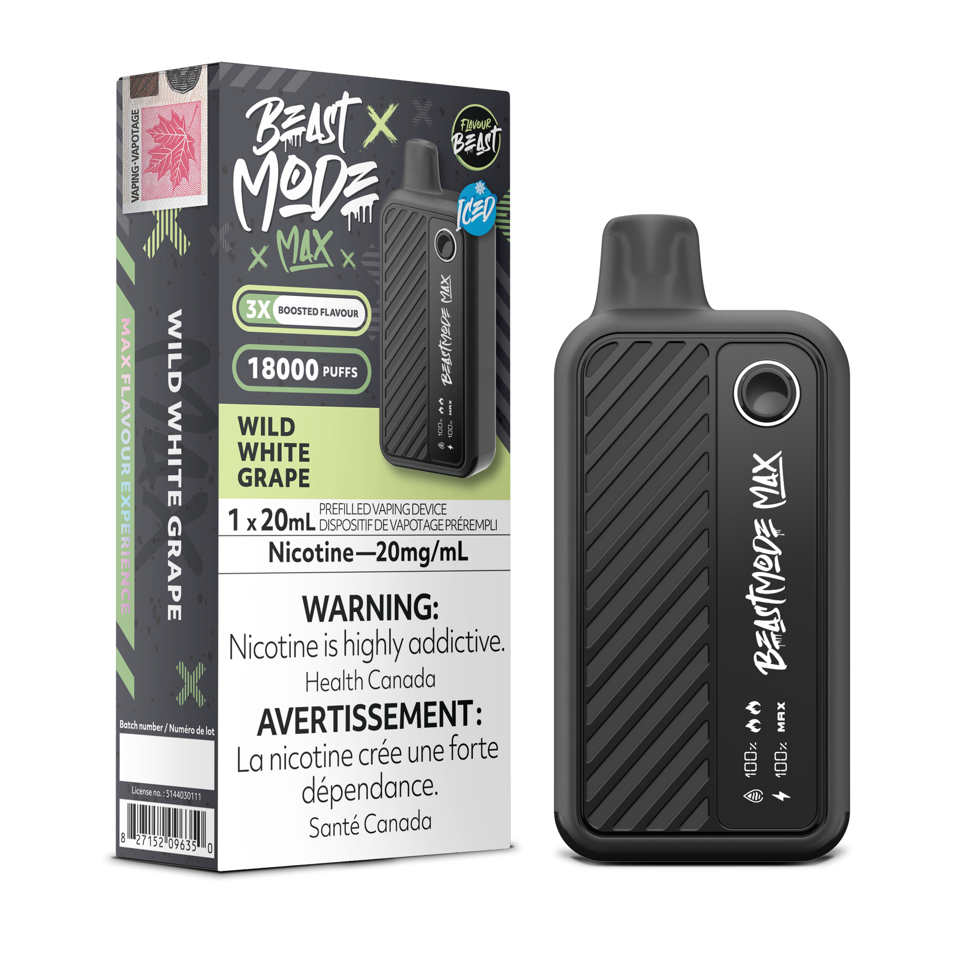 Flavour Beast Mode MAX 18000 Puff Disposable Vape Wild White Grape