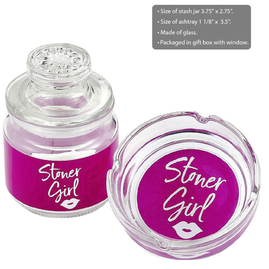 Stoner Girl Ashtray and Stash Jar Set