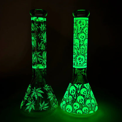 14″ Glow-in-the-Dark Glass Beaker Bong - Ghost