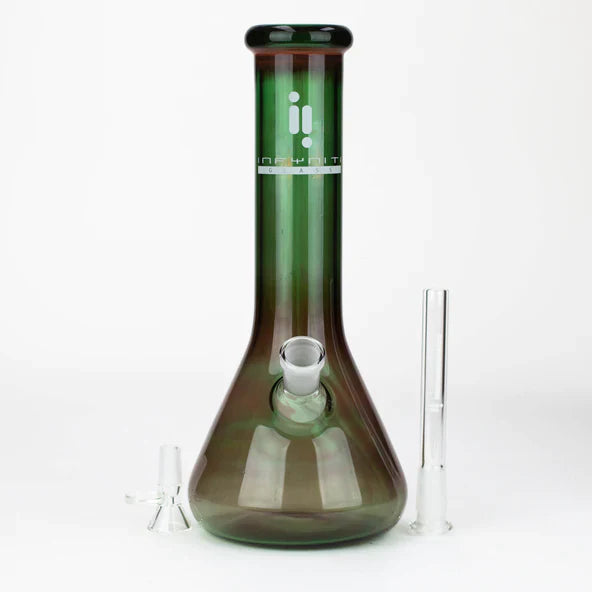 Infyniti 12" Green tube glass water bong