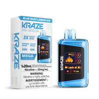 Kraze HD Mega 20k Rechargeable Disposable Vape Blue Razz Lemon  Ice