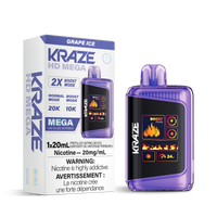 Kraze HD Mega 20k Rechargeable Disposable Vape Grape Ice