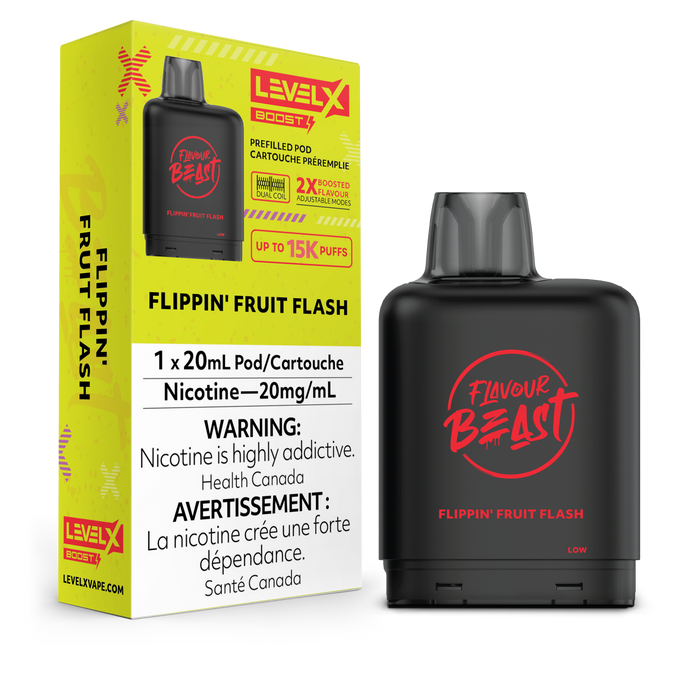 Flavour Beast Level X Boost Replacement Pod 20mL 15000 Puff Flippin Fruit Flash