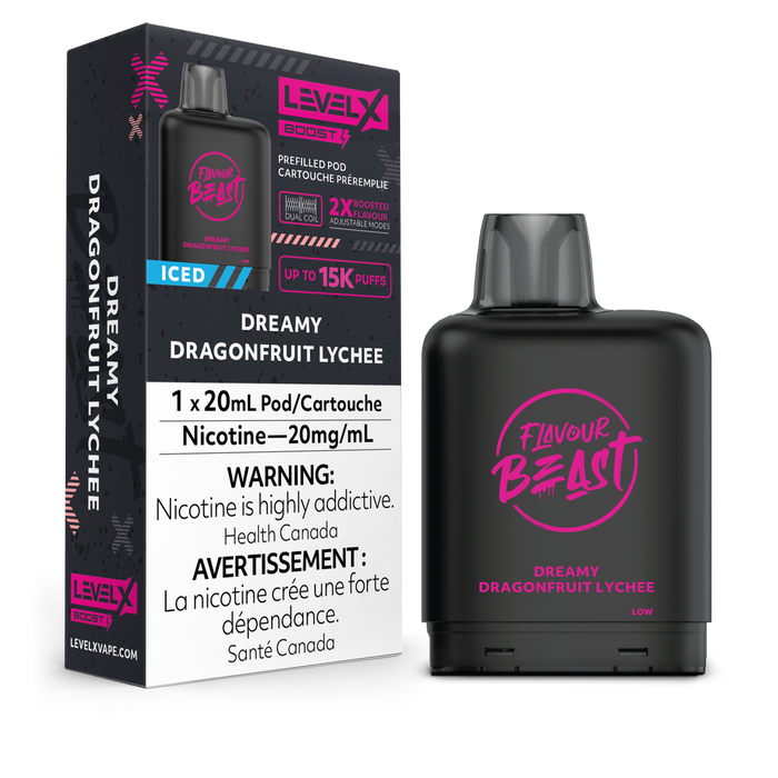 Flavour Beast Level X Boost Replacement Pod 20mL 15000 Puff Dreamy Dragon Fruit Lychee