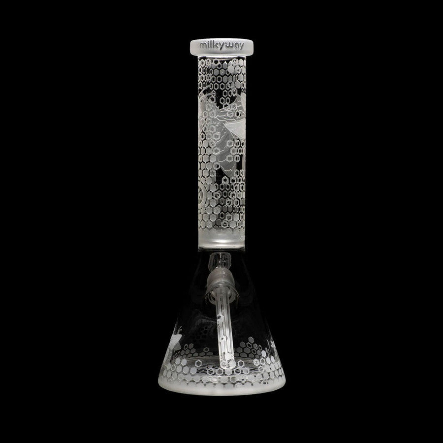 Bong en verre Milkyway de 14 pouces avec gobelet en forme de ruche