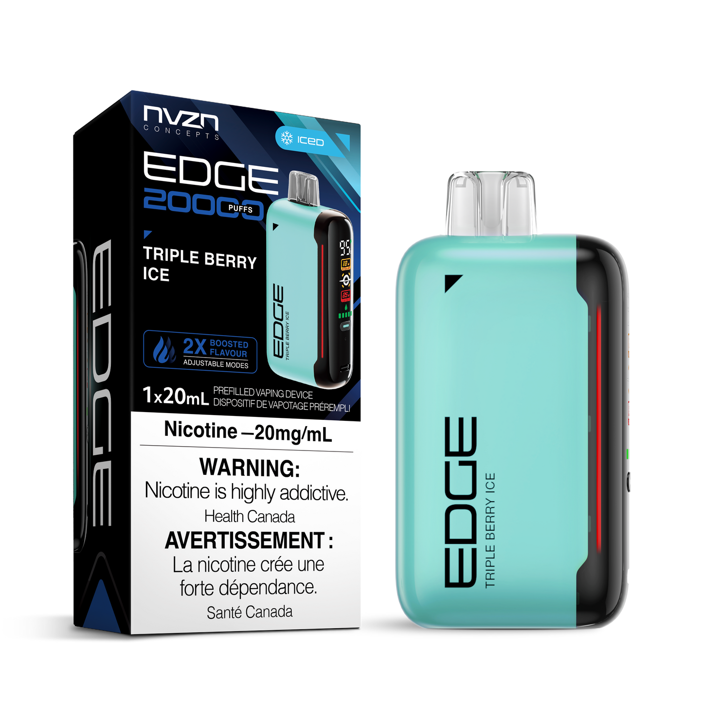 NVZN Edge 20000 Puff 20mL Rechargeable Disposable Vape Triple Berry Ice