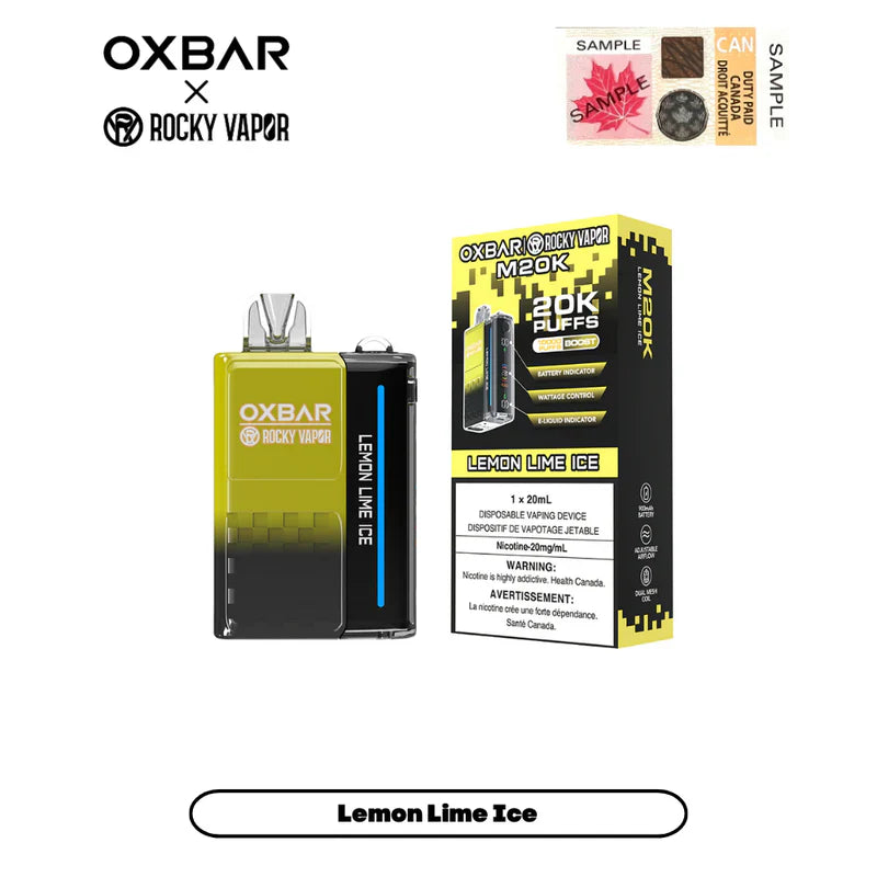 Vape jetable rechargeable OXBAR X Rocky Vapor M20K Puff 20 ml