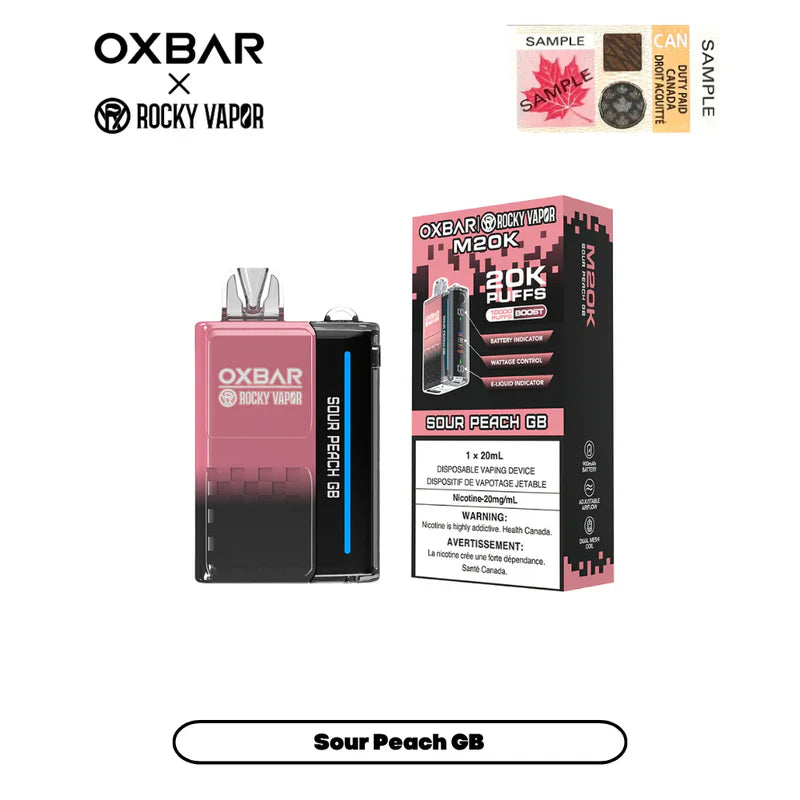 Vape jetable rechargeable OXBAR X Rocky Vapor M20K Puff 20 ml