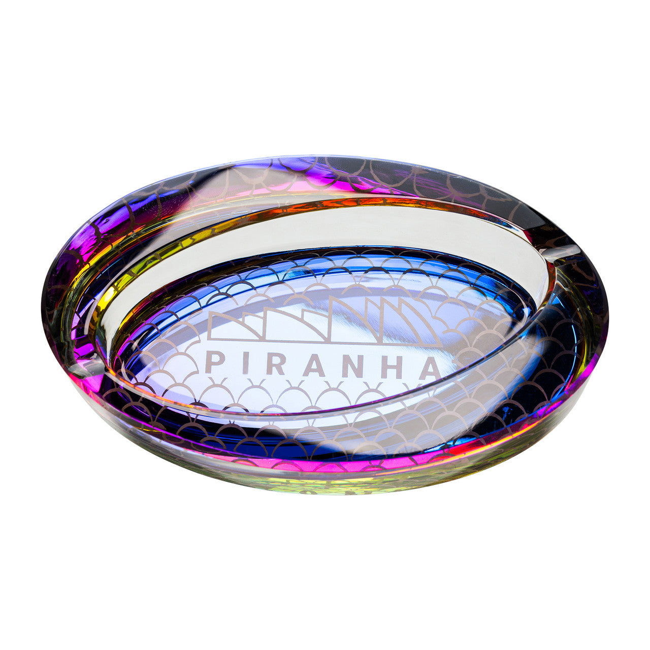 Piranha Oval Slant Glass Ashtray