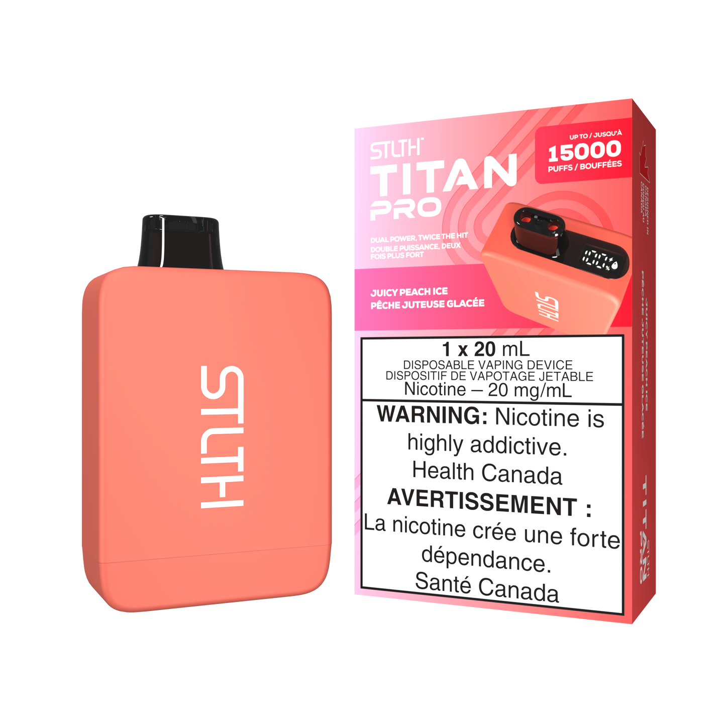 STLTH Titan Pro 15000 Puff Vape jetable rechargeable 20 ml