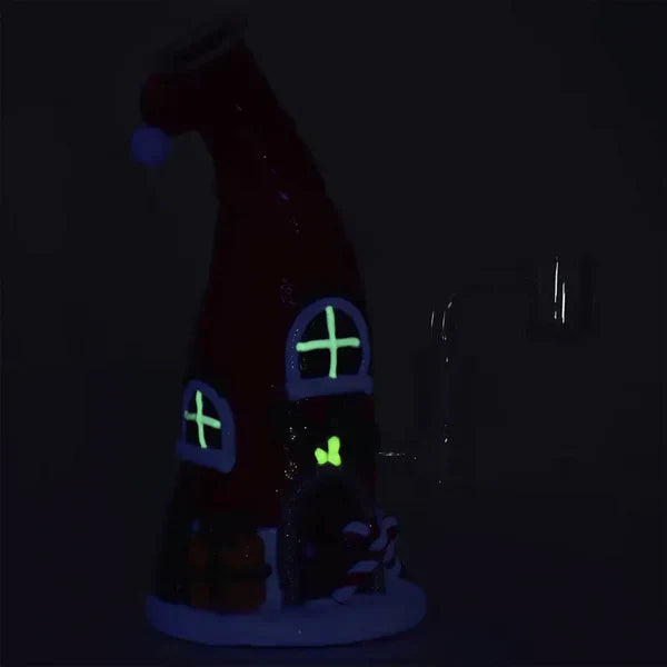 7.5" Santa Cap Elf House 3D Painted Dab Rig