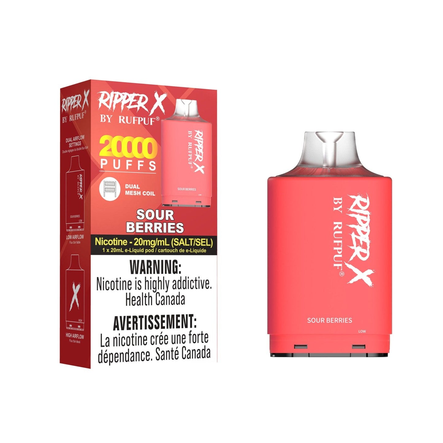 Pod de remplacement Gcore Rufpuf Ripper X 20 ml 20 000 ou 25 000 bouffées niveau X