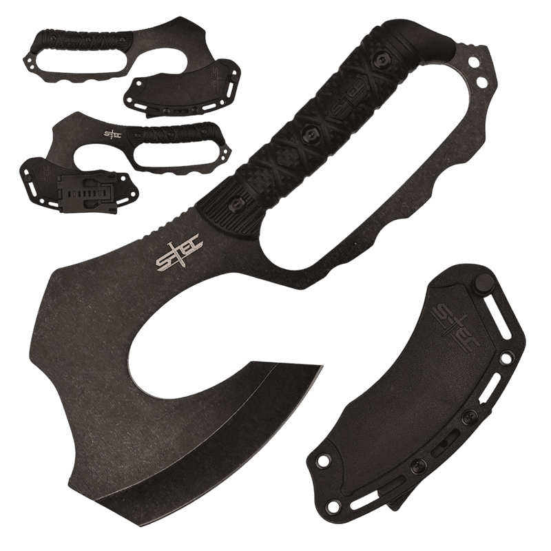 S-TEC - 10.5″ Black Warpath Fixed Blade Axe w/ ABS Sheath