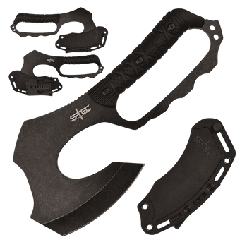 S-TEC - 10.5″ Black Warpath Fixed Blade Axe w/ ABS Sheath