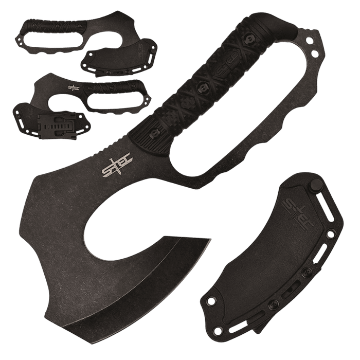 S-TEC - 10.5″ Black Warpath Fixed Blade Axe w/ ABS Sheath