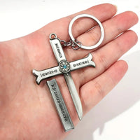 Unisex Alloy Cross Pendant Silvery Keychain