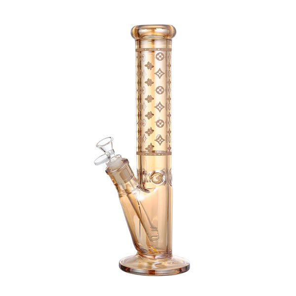 Bong en verre galvanisé avec logo de luxe de 14 pouces et 7 mm