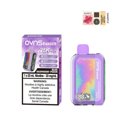 OVNS Ranger 25k Puff Rechargeable Disposable Vape 20ml Blue Raspberry Peach