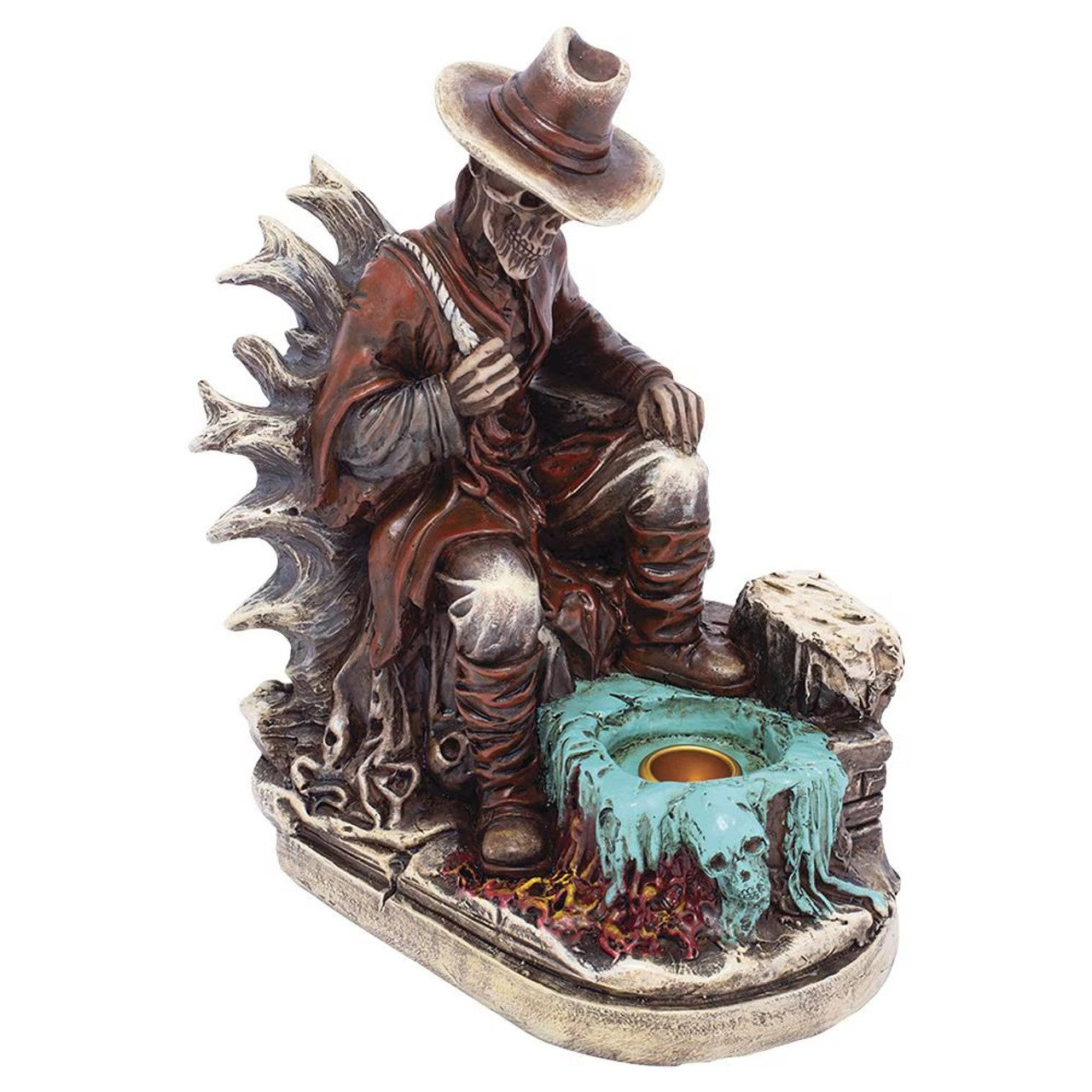 Fujima - 8.25" Skeleton Cowboy Polyresin Incense or Tealight Holder