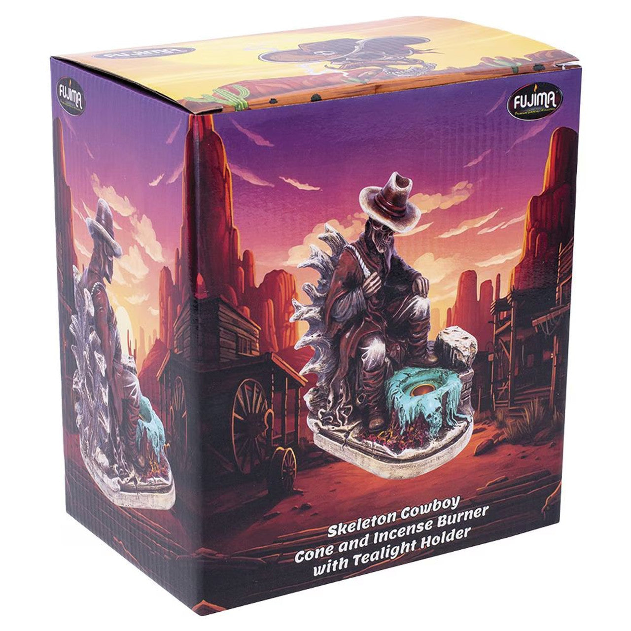 Fujima - 8.25" Skeleton Cowboy Polyresin Incense or Tealight Holder