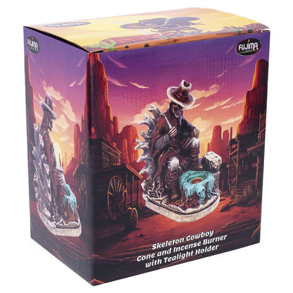 Fujima - 8.25" Skeleton Cowboy Polyresin Incense or Tealight Holder