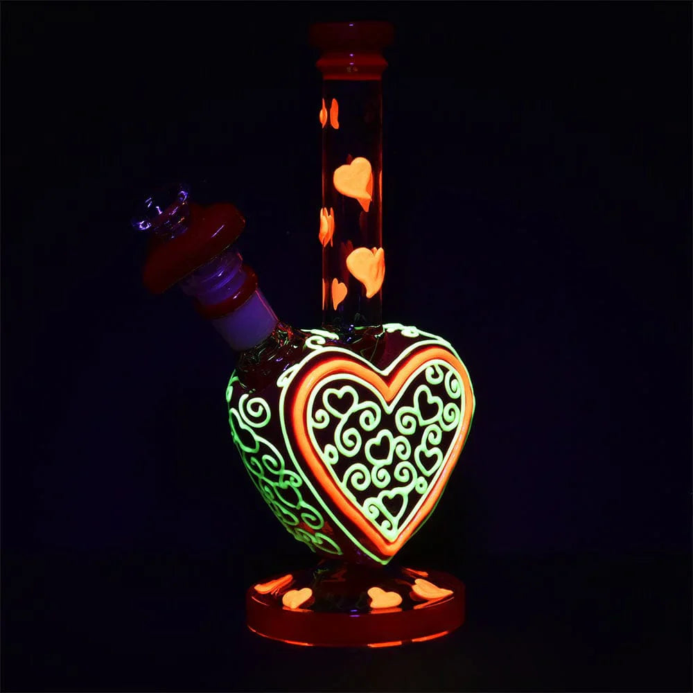 Pulsar -  10" Victorian Valentine's Day Glow in the Dark Water Pipe