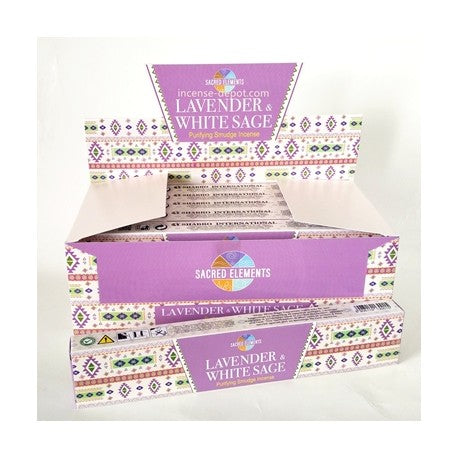 Sacred Elements – Lavender & White Sage Premium Hand-Rolled Masala Incense (15g)