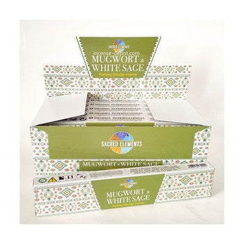 Sacred Elements – Mugwort & White Sage Premium Hand-Rolled Masala Incense (15g)