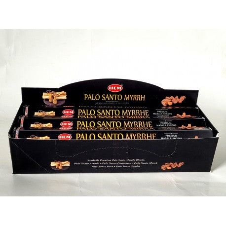 HEM Incense Sticks - Palo Santo Myrrh 9″ Incense Sticks – Hex Box (20g)