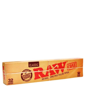Cônes pré-roulés RAW Classic King Size en paquet individuel - 32 pièces